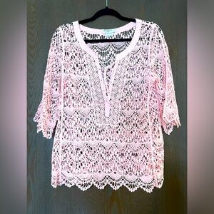 Miss Kelly 1999 Crochet Blouse Pink Large